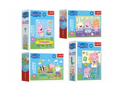 minipuzzle minimaxi 20 dilku prasatko peppa peppa pig 4 druhy v krabicce 11x8cm 24ks v boxu