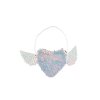 Kabelka srdce s křídly s flitry měnícími látková bílá 21x10cm v sáčku