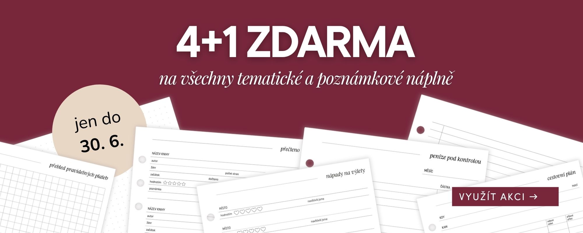 Akce 4+1 zderma na náplěn do diáře
