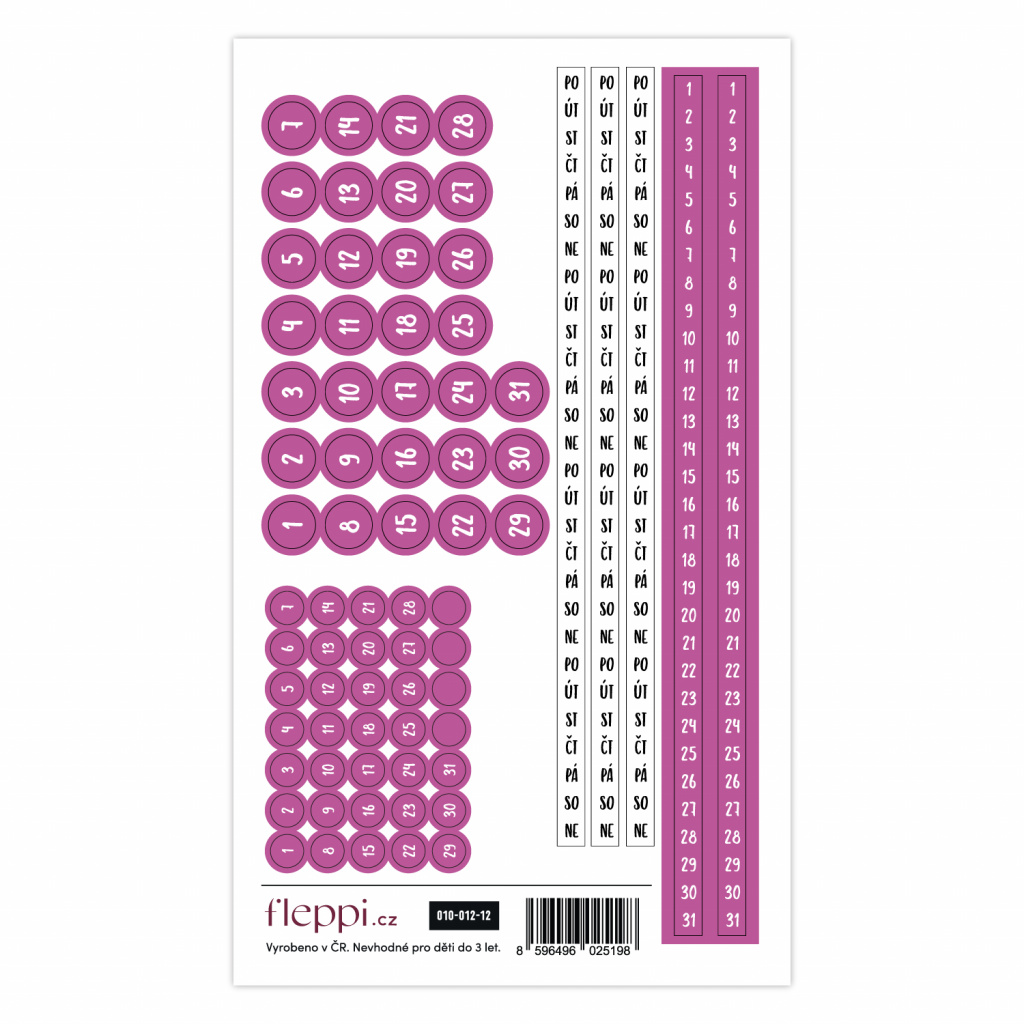 Color coding kolekce | fialovorůžová – čísla