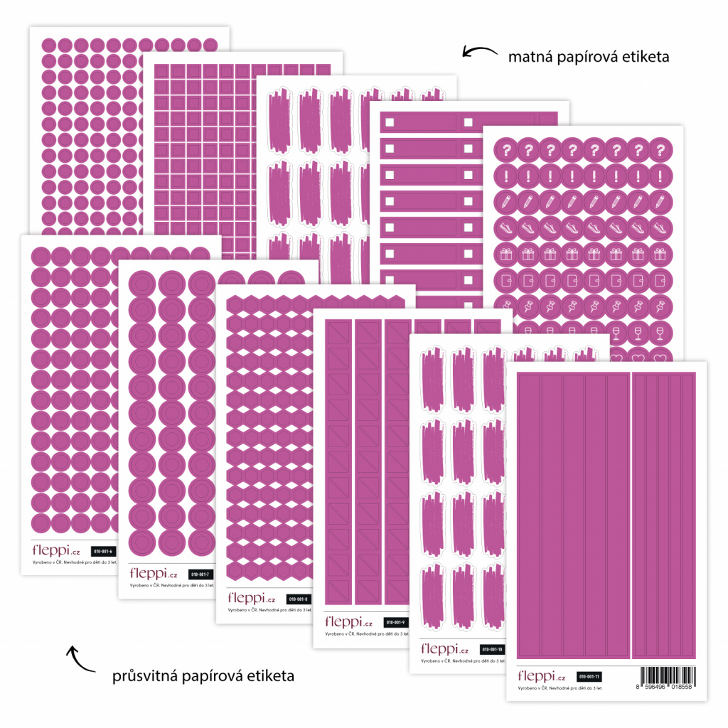 Color coding kolekce | fialovorůžová – sada 11 archů
