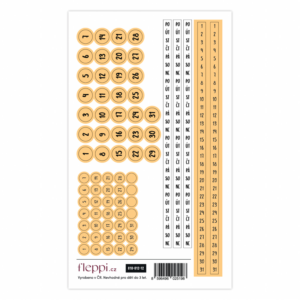Color coding kolekce | pastelově oranžová – čísla