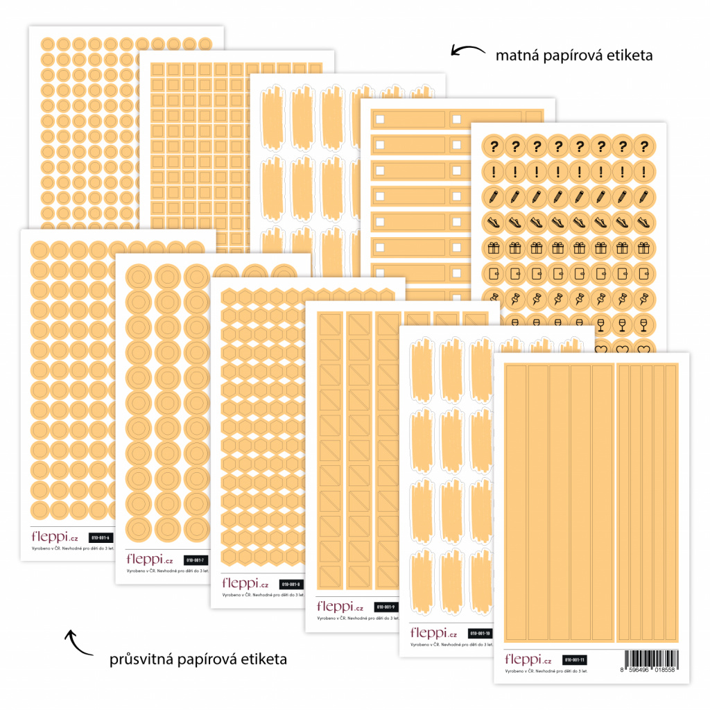 Color coding kolekce | pastelově oranžová – sada 11 archů