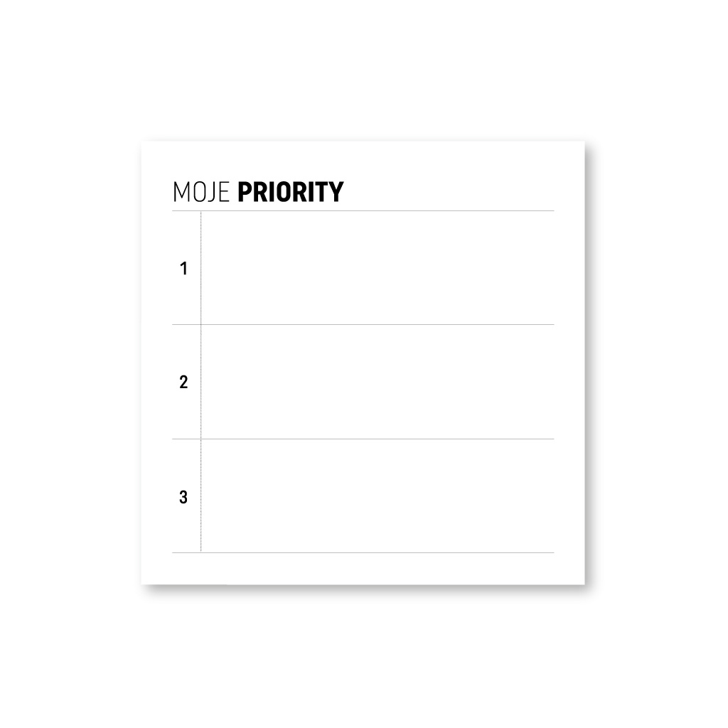 Samolepicí bloček Moje priority | 75x75 mm, 50 listů