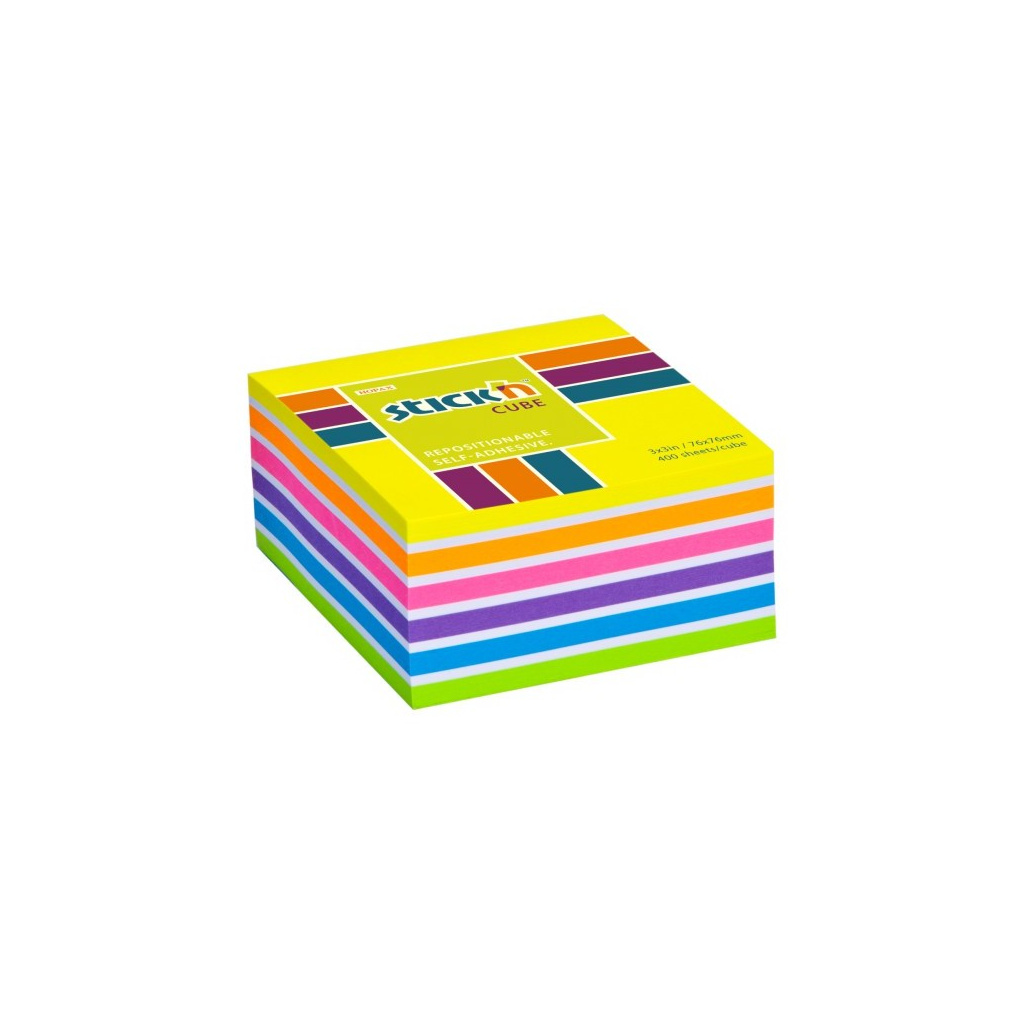 Samolepicí bloček Hopax Stick'n Neon mix 6| 76x76 mm, 400 listů