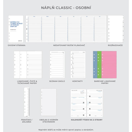 Diář Filofax Saffiano Rose Gold A6 / Personal + dárek zdarma - Bavlněný sáček jako pouzdro na diář