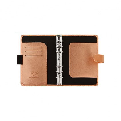 Diář Filofax Saffiano Rose Gold A6 / Personal + dárek zdarma - Bavlněný sáček jako pouzdro na diář