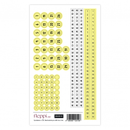 Color coding kolekce | pastelově žlutá – čísla