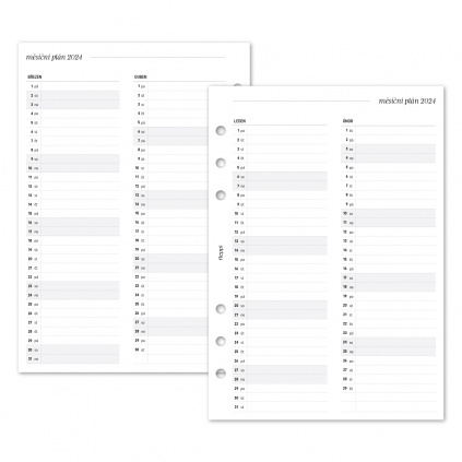 Náplň do diáře - Měsíční plán 2024-2025