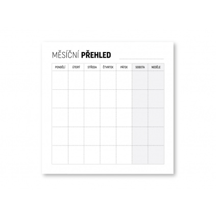 Samolepicí bloček Měsíční přehled | 75x75 mm, 50 listů