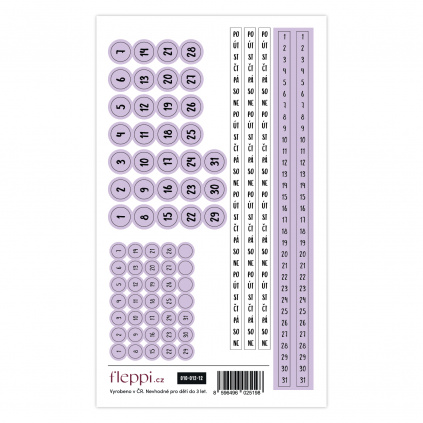 Color coding kolekce | pastelově fialová – čísla