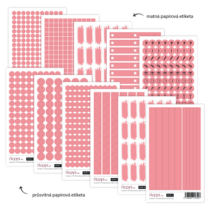 Color coding kolekce | pastelově červená – sada 11 archů