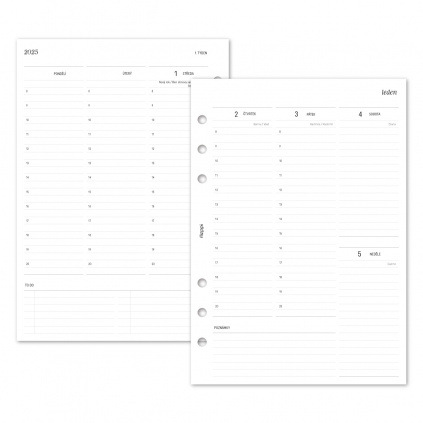Náplň do diáře - Kalendář ŘÍJEN - PROSINEC 2025, T2S vertikální linkovaný s časy (204)