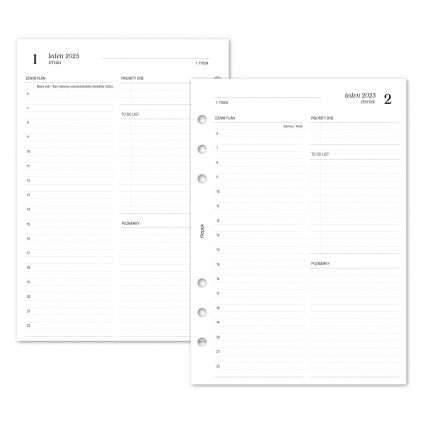 Náplň do diáře - Kalendář ŘÍJEN - PROSINEC 2025, denní - časy + to do + poznámky