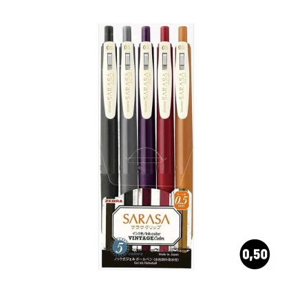 gelová pera zebra sarasa - vintage sada 5ks