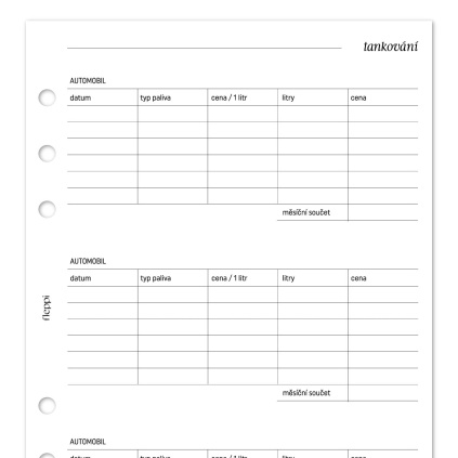 Náplň do diáře - Tankování