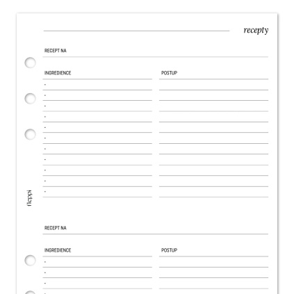 Náplň do diáře - Recepty