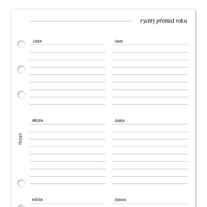 Náplň do diáře - Rychlý přehled roku