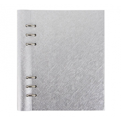 clipbook saffiano metallic a5 silver front 1