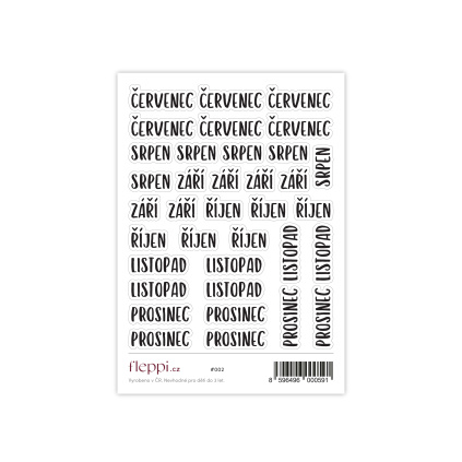samolepky do diáře - názvy měsíců červenec-prosinec