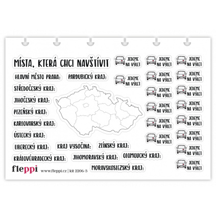 Samolepky Místa, která chci navštívit