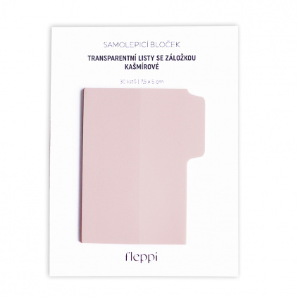 Samolepicí bloček Transparentní listy se záložkou kašmírové | 75x50 mm, 30 listů