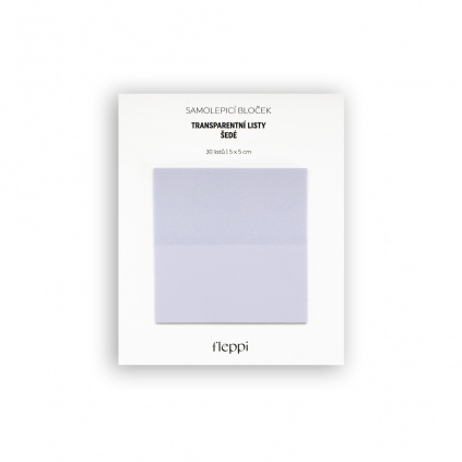 Samolepicí bloček Transparentní listy šedé | 50x50 mm, 30 listů