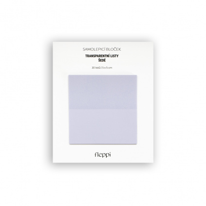 Samolepicí bloček Transparentní listy šedé | 50x50 mm, 30 listů