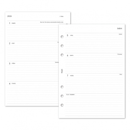 Náplň do diáře - Kalendář 2024, T2S horizontální linkovaný