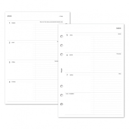 Náplň do diáře - Kalendář 2024, T2S horizontální čistý + to do