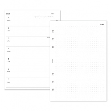 Náplň do diáře - Kalendář 2024, T2S čistý + tečkované poznámky vpravo