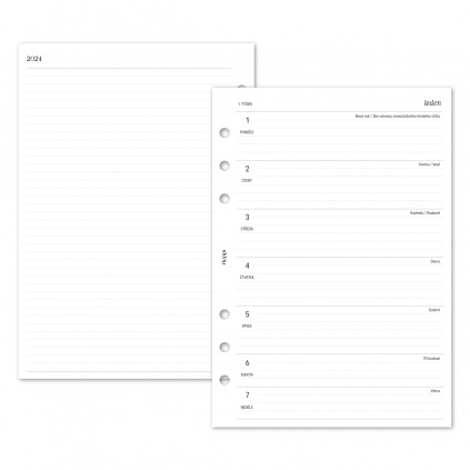 Náplň do diáře - Kalendář 2024, T2S linkovaný + linkované poznámky vlevo