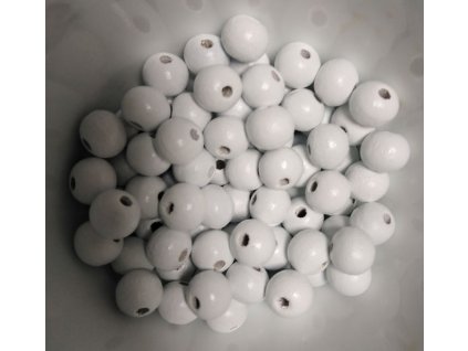Korálky dřevěné 10mm barva bílá