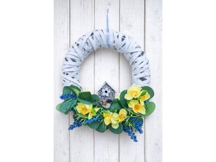 věněc na dveře jarní s ptáčkem