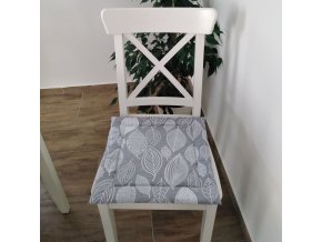Podsedák na židli šedý s potiskem listu, 40x40x2cm