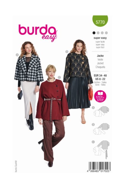 strih burda 5770 navod k siti sako plysovy kabatek kratky kabat