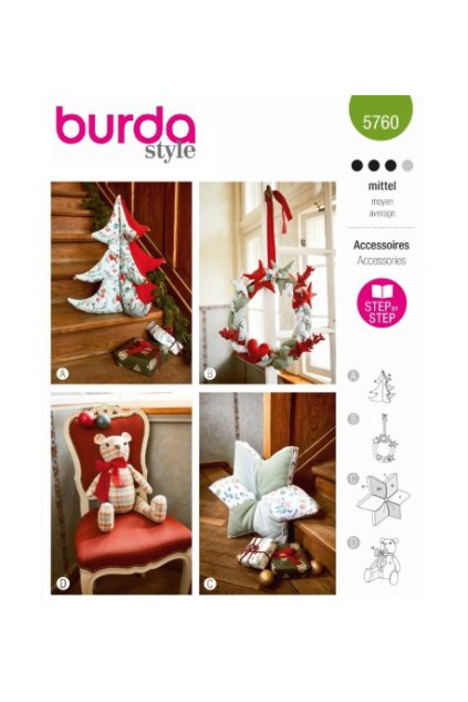 strih burda 5760 navod k siti vanocni dekorace venec medvidek