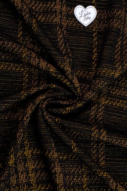 (JACQUARD) ŽAKÁROVÝ ÚPLET – ČERNO-ŽLUTÝ KÁRO MOTIV