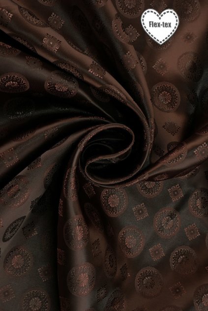 IDE PŽ 009 LUXUSNÍ KABÁTOVÁ PODŠÍVKA (ŽAKÁR)-ČOKOLÁDOVÁ S ORNAMENTY