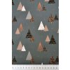 DKB VAN 218 VÁNOČNÍ BAVLNA ŠEDÁ, MĚDĚNÝ VZOR STROMEK