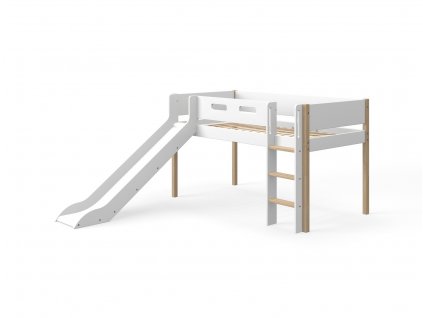 zvýšené jednolůžko s rovným žebříkem a skluzavkou Flexa Nor