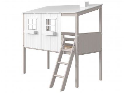 Zvýšené jednolůžko se šikmým žebříkem a domem Flexa Classic