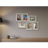 Modulární fotorámeček Flexible Frame – sestava 6 kusů ve světle šedé barvě.