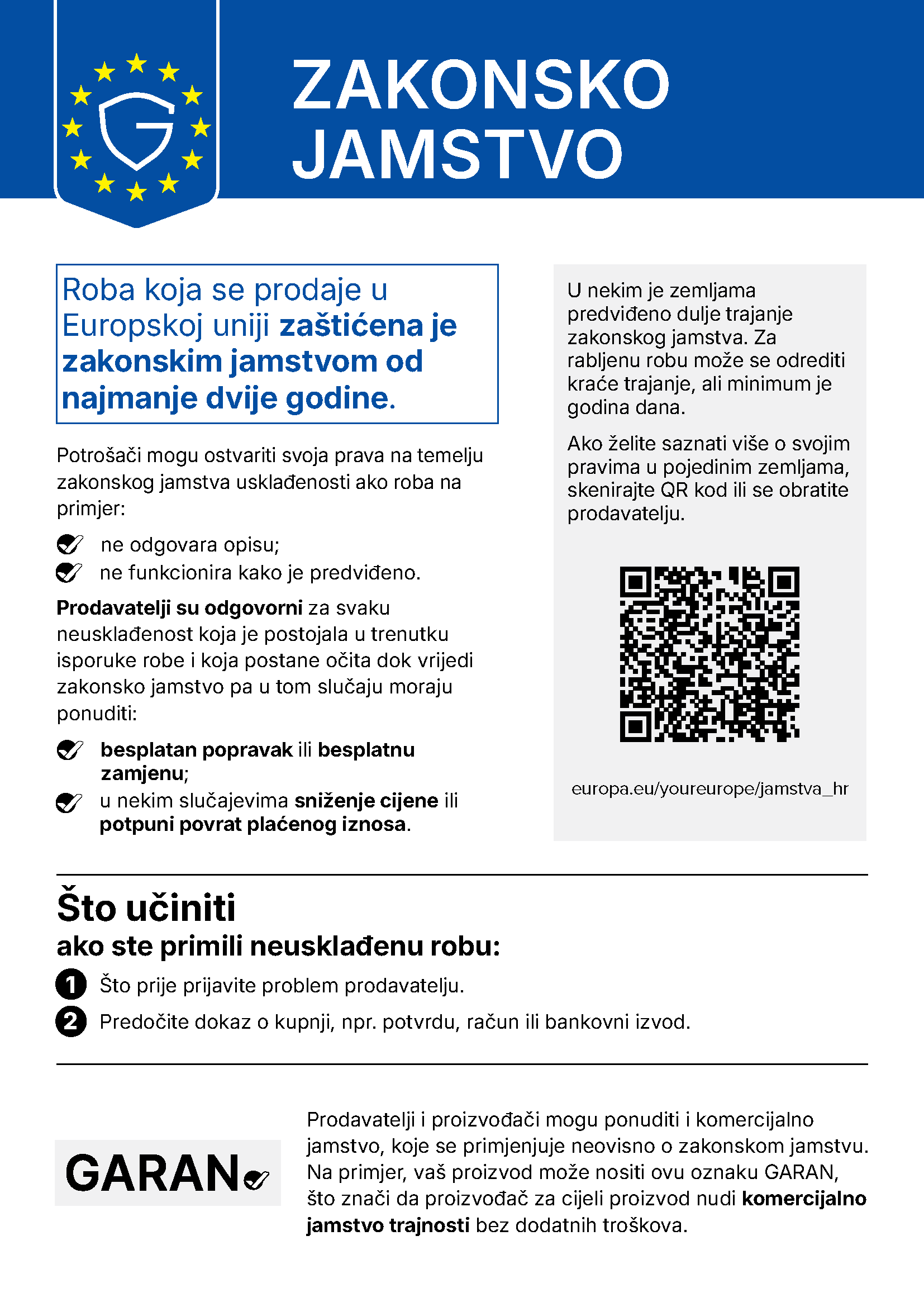 Obavijest EU o zakonskom jamstvu