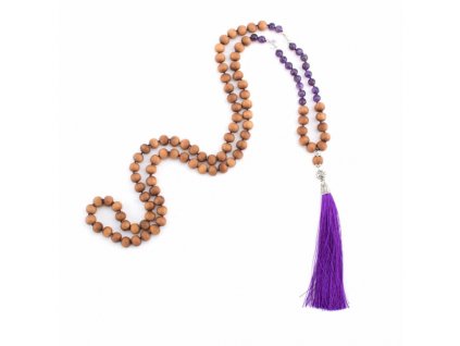 489sam yoga mala sandelholz amethyst violetter quaste