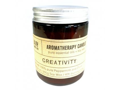 Aromaterapeutická sójová sviečka s esenciálnymi olejmi Kreativita 200 g (2)