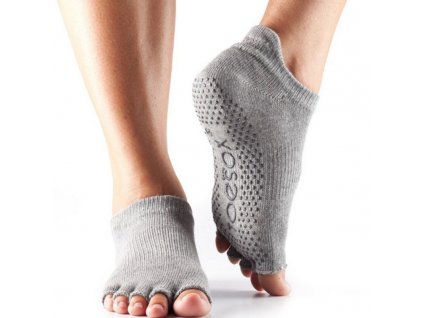 Toesox Halftoe Low rise Grip protišmykové ponožky (Heather Grey)