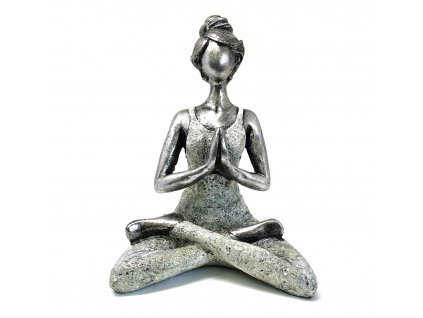 12549 1 awg joga lady figurina namaste strieborno biela 24 cm