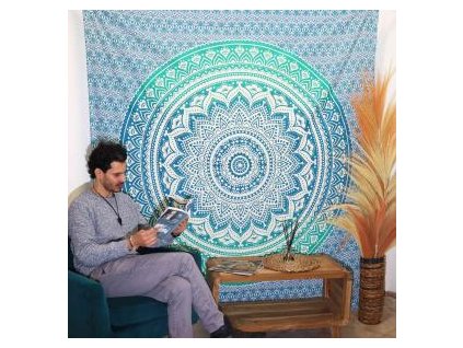 Nástenná plachta/prikrývka 212 x 193 cm (Farba Umrao Mandala - Oranžová)