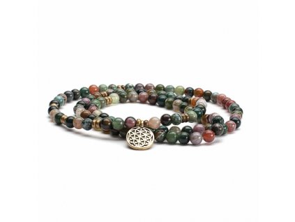 401iam yoga mala armband indischer achat mit charm blume des lebens